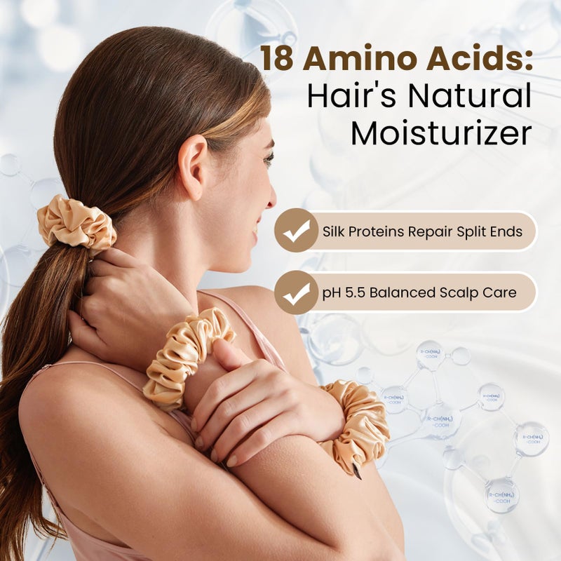 ثكس سيلك ربطات شعر سميكة من حرير التوت الطبيعي 100% من THXSILK، عبوة من 3 قطع، 25 مومي، ربطات شعر سميكة وكثيفة لا تسبب تلف الشعر، مناسبة لجميع أنواع الشعر، بيج - Image 3